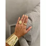 ANEL REGULÁVEL CHAPA MARTELADA BANHADO A OURO