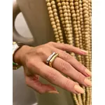 ANEL QUADRADO ORGÂNICO BANHADO A RÓDIO BRANCO