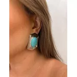 BRINCO CHAPA HEXÁGONO COM PEDRA BANHADO A RÓDIO