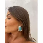 BRINCO CHAPA HEXÁGONO COM PEDRA BANHADO A RÓDIO