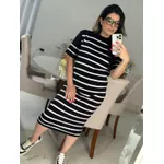 Vestido midi modal listrado