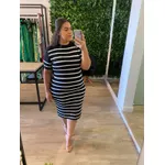 Vestido midi modal listrado