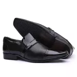 Sapato Social em Couro Box Preto com Detalhes Estampados - 0831PUPE 