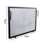 Kit Tela Para Lareira Em Ferro 60x40cm + Conjunto Para Limpeza Argola Preto Pequeno - ELZ 