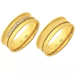 Alianças de casamento e noivado em ouro 18k 750 trabalhadas côncavo anatômica com pedras 7.00 mm