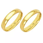 Alianças de casamento e noivado em ouro 18k 750 Anatômicas 4 mm
