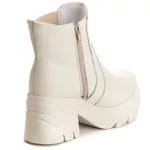 Bota Coturno Chelsea Feminina Couro Legitimo Off-White - REF: 6730
