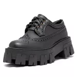 Sapato Oxford Tratorado Estilo Veggie Rolly Preto