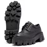 Sapato Oxford Tratorado Estilo Veggie Rolly Preto
