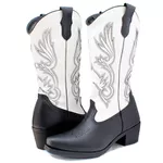 Bota Texana Estilo Veggie Preto e Branco