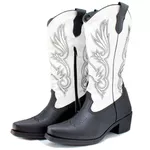Bota Texana Estilo Veggie Preto e Branco