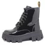 Coturno Tratorado Estilo Veggie Verniz Preto