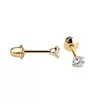 Brinco De Ouro 18k Com Pedra De Zircônia De 2,5mm
