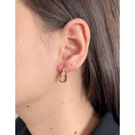 Brinco De Ouro 18k Argola Oval Detalhada