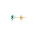 Brinco De Ouro 18k Individual Com Pedra De Zircônia Turmalina Paraíba De 5mm 