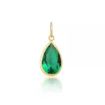 Pingente Ponto De Luz De Ouro 18k Gota Verde De 7mm