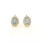 Brinco De Ouro 18k Gota Azul com Zircônias