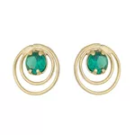 Brinco De Ouro 18k Zircônia Esmeralda