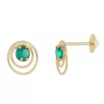 Brinco De Ouro 18k Zircônia Esmeralda