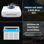 AR CONDICIONADO DE TETO PARA MOTORHOME 8.800 BTUS, 24V, COR BRANCO - TOP RV