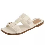 Sandália Rasteira Scarlety Off White Com Metal Piramide