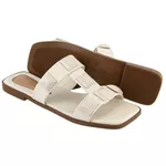 Sandália Rasteira Scarlety Off White Com Metal Piramide