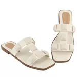Sandália Rasteira Scarlety Off White Com Metal Piramide