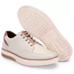 Sapatênis Tênis Casual Ferrile Off White Couro