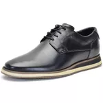 Sapato Oxford Casual Masculino Brogue Em Couro Preto