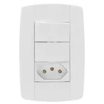 INTERRUPTOR DUPLO SIMPLES + 1 TOMADA 10A 250V 4X2 LEV ILUMI