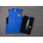 Conjunto Treino Manchester United Regata E Short 2021 / 2022 Azul/Preto (Símbolos Silkados)