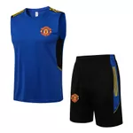 Conjunto Treino Manchester United Regata E Short 2021 / 2022 Azul/Preto (Símbolos Silkados)