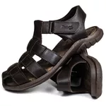 Sandália Papete Masculina de Couro Chocolate