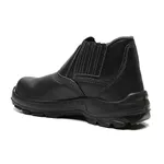 BOTINA PRETA ELASTICO COURO FLOR BICO COMPOSITE PU + BOR