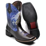 Bota Nossa Senhora Masculina Texana Cano Médio Couro 