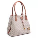 Conjunto 3 Peças estampada Bolsa Saco grande + Bolsa Transversal + nécessaire Bege - Gouveia Costa 