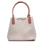Conjunto 3 Peças estampada Bolsa Saco grande + Bolsa Transversal + nécessaire Bege - Gouveia Costa 