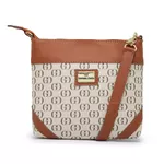 Conjunto 3 Peças estampada Bolsa Saco grande + Bolsa Transversal + nécessaire Bege - Gouveia Costa 