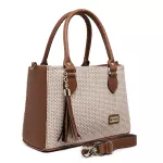 Bolsa Luxo Feminina Palha Baú Alça de Mão e Transversal Marrom - Gouveia Costa