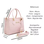 Bolsa Luxo Feminina Rosa Baú Alça de Mão e Transversal - Gouveia Costa 