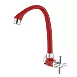 Torneira para Cozinha de Parede Vermelha e Cromada PVC Cross Tigre