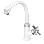 Torneira para Lavatório de Mesa Branca e Cromada PVC Cross Tigre