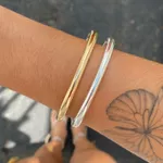 Bracelete Tubo Liso Folheado a Ouro 18k