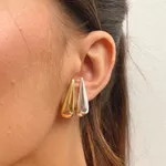 Brinco Argola Gota Trava Folheado em Prata 925