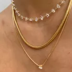 Colar com Pingente Ponto de Luz Coração Folheado em Ouro 18k