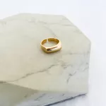 Anel de Dedinho Retangular Regulável Folheado em Ouro 18k