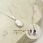 Colar Relicário Girassol com Foto Banhado a Prata 925
