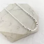 Colar Choker Rabo de Rato Diamantado Grosso Folheado em Prata 925