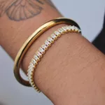 Pulseira Riviera baguete Folheado em Ouro 18k