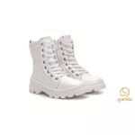 Bota Coturno Feminino Infantil e Juvenil Branco Perolado Gambo